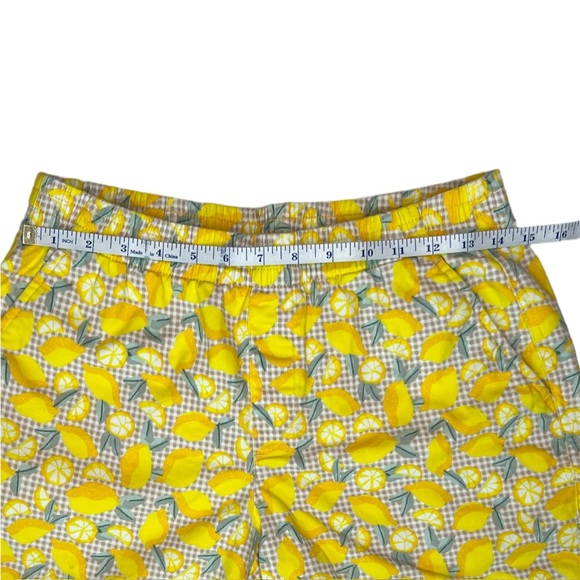 Lands' End cotton yellow lemon gingham print shorts pockets petite size 6P - Picture 8 of 11